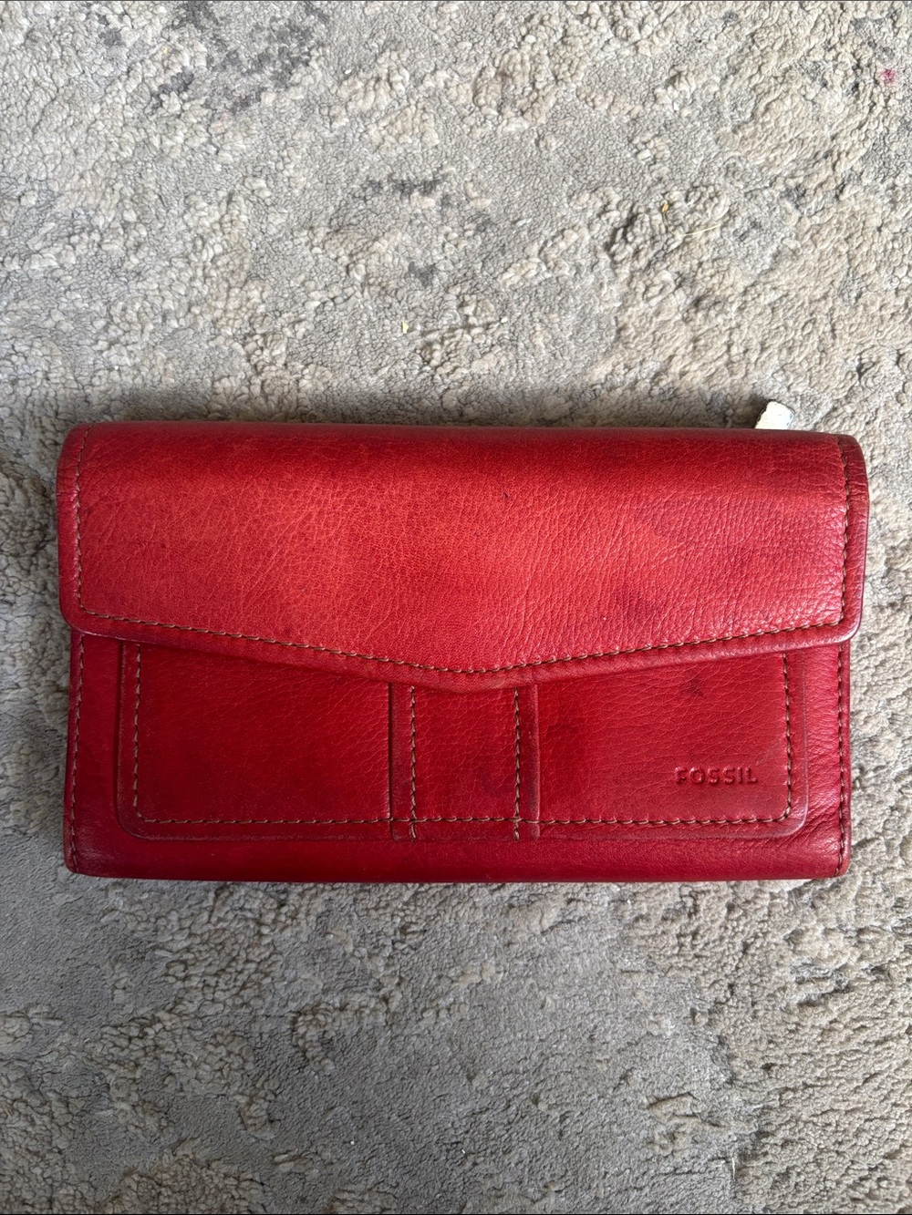 Fossil Red Leather Clutch Wallet